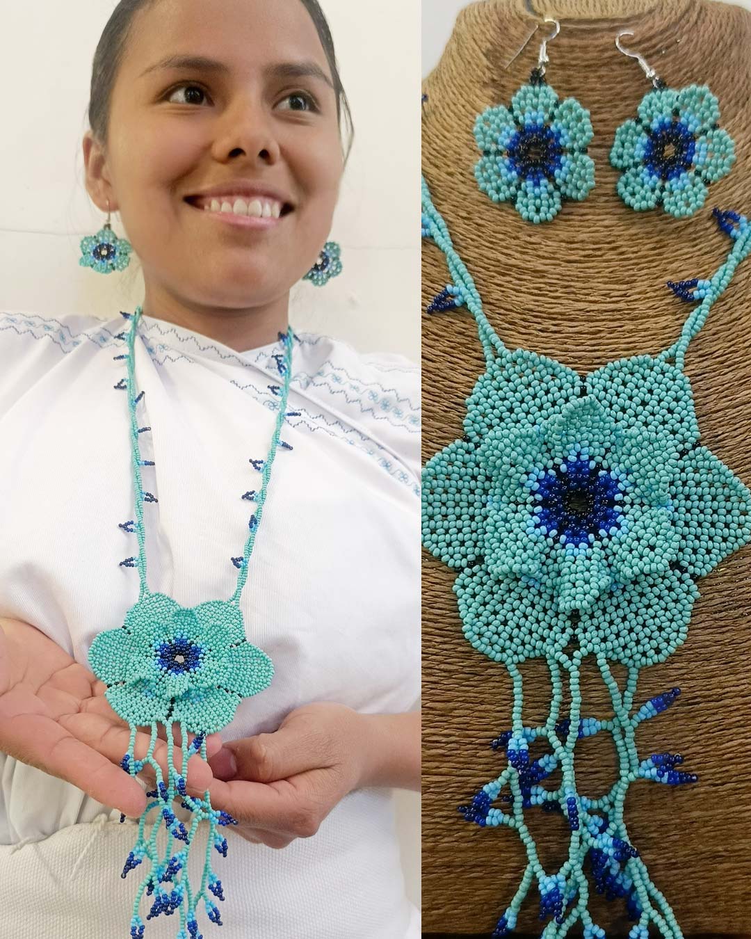 COLLAR Y ARETES EN MOSTACILLA